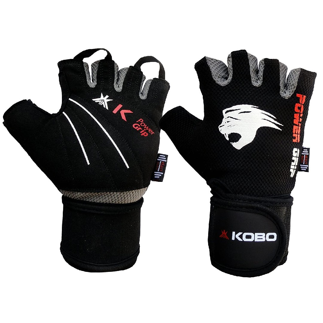 Leather Weight Lifting Gloves for Fitness, Weight Training, Crossfit,  Kickboxing. Padded Palms, 19” Wrist Support Straps, Easy Pull-Off Loops.  Black.