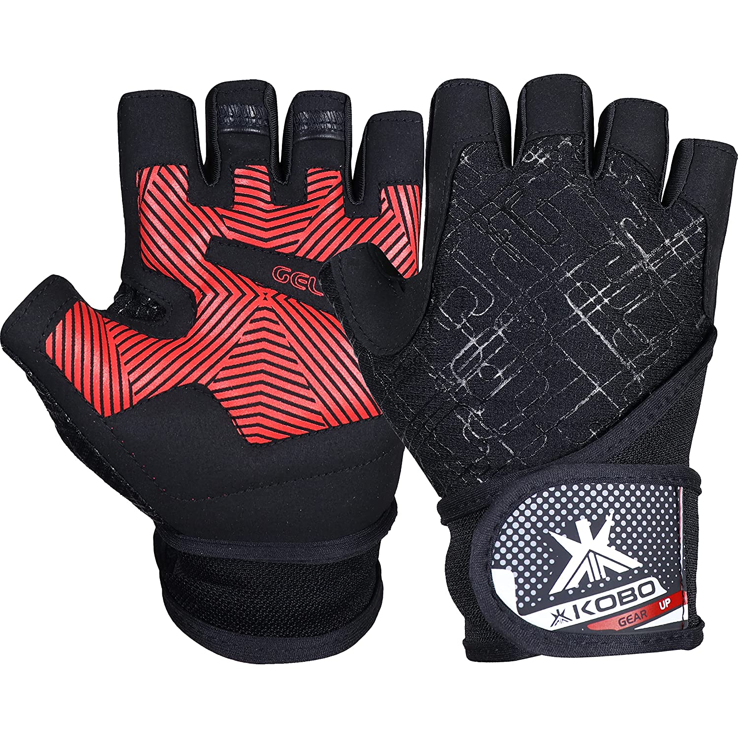 Kobo WTG-55 Gym Gloves with Wrist Support - KOBO SPORTS