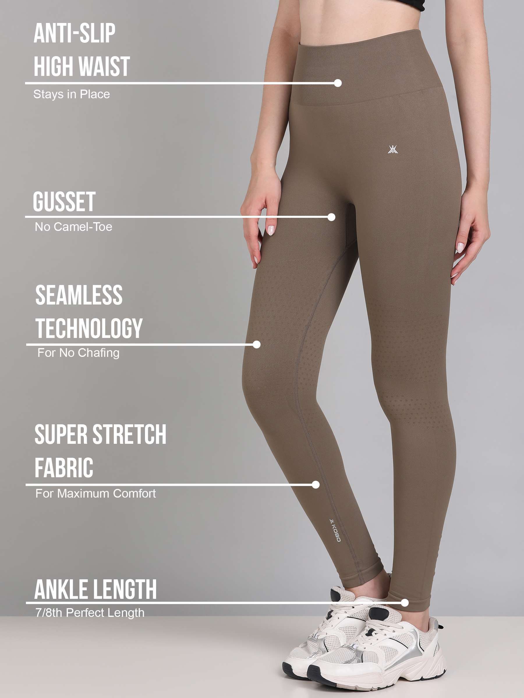 All Day Easy Solid Tights - KOBO SPORTS Exclusively Designed For Gym Workout