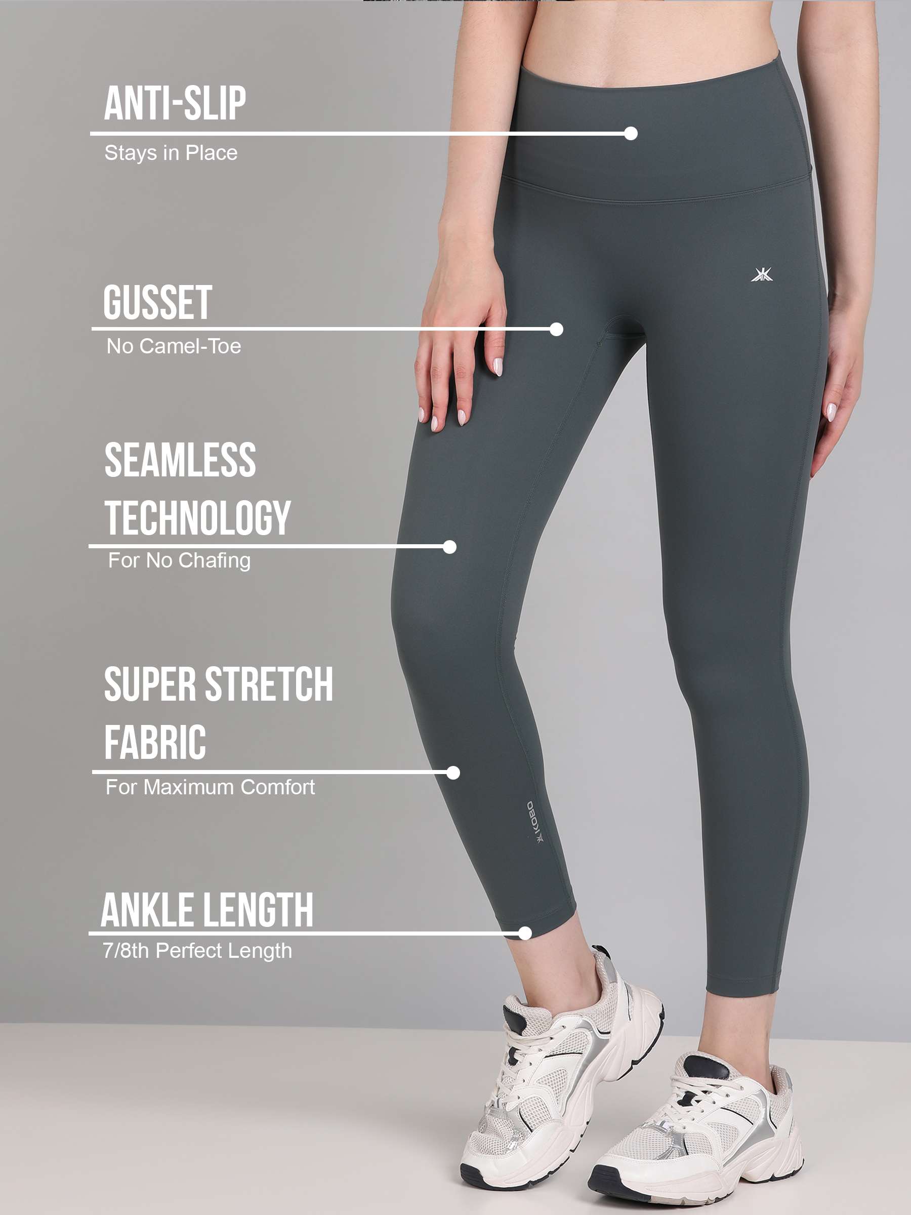 Tight Fitness Running Pant Anti Slip High Waistband Covering