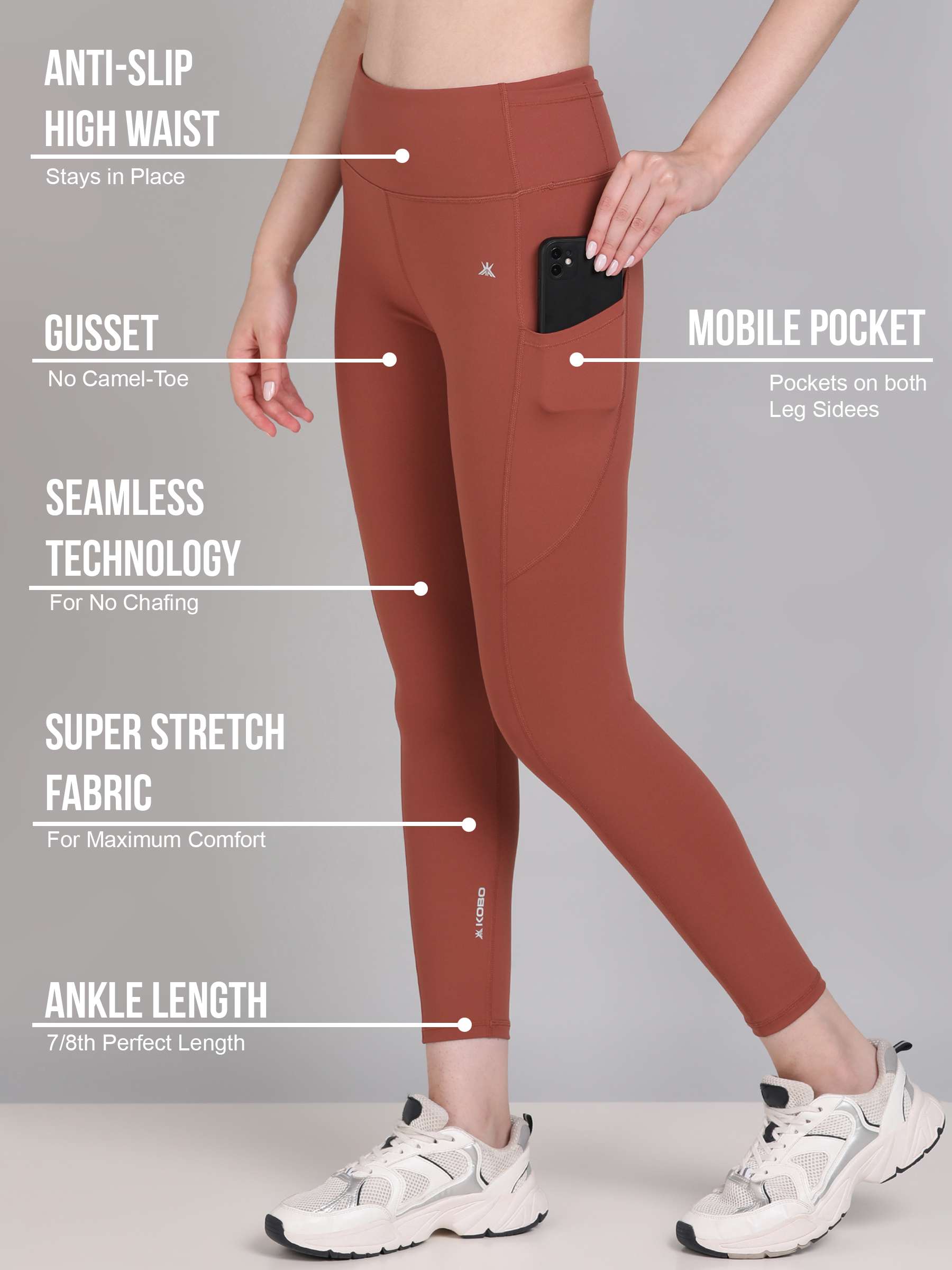 Do It All Solid Tights - KOBO SPORTS Exclusively Designed For Gym Workouts