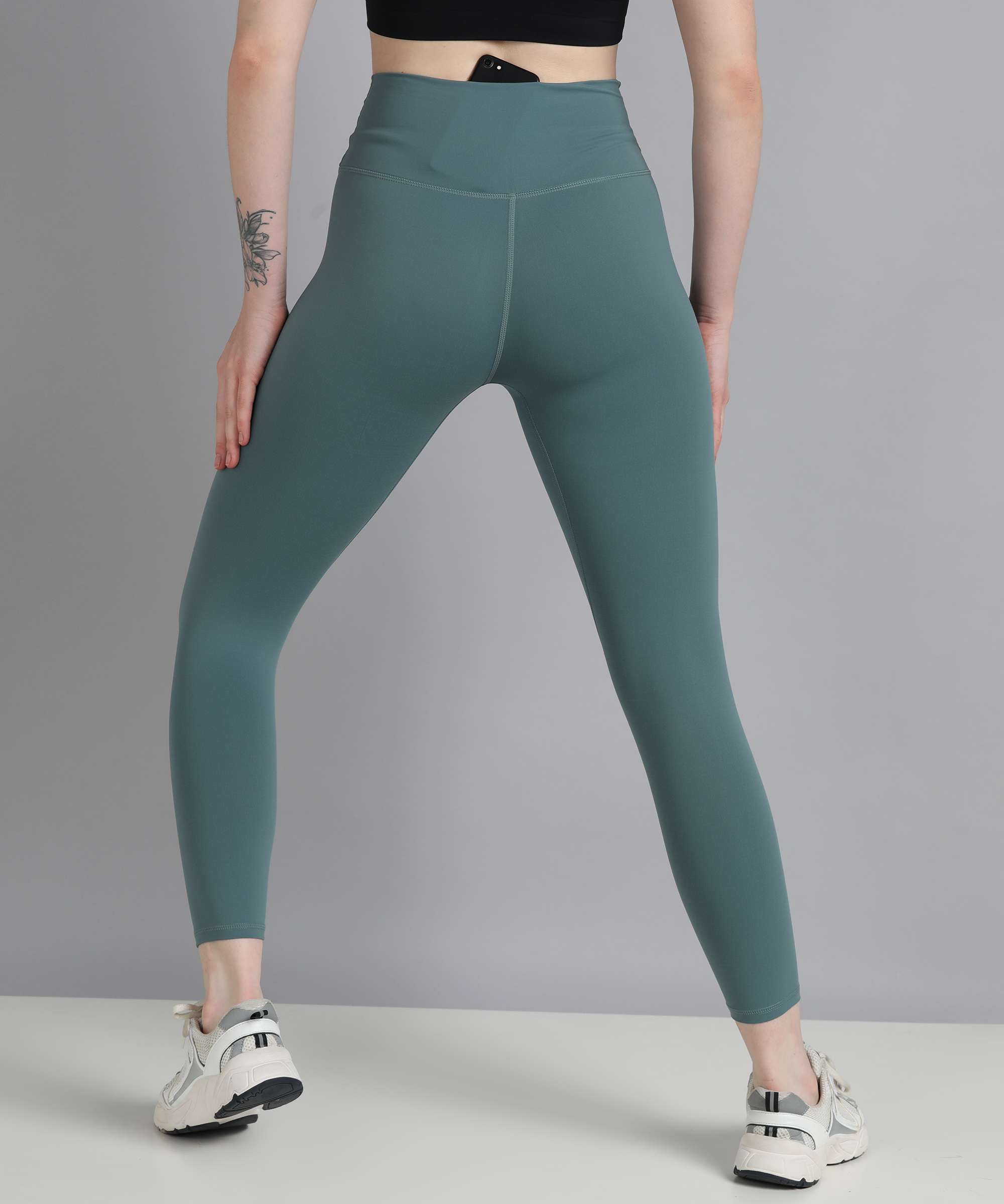 Solid Seamless Leggings With Pocket Women Soft Workout Tights
