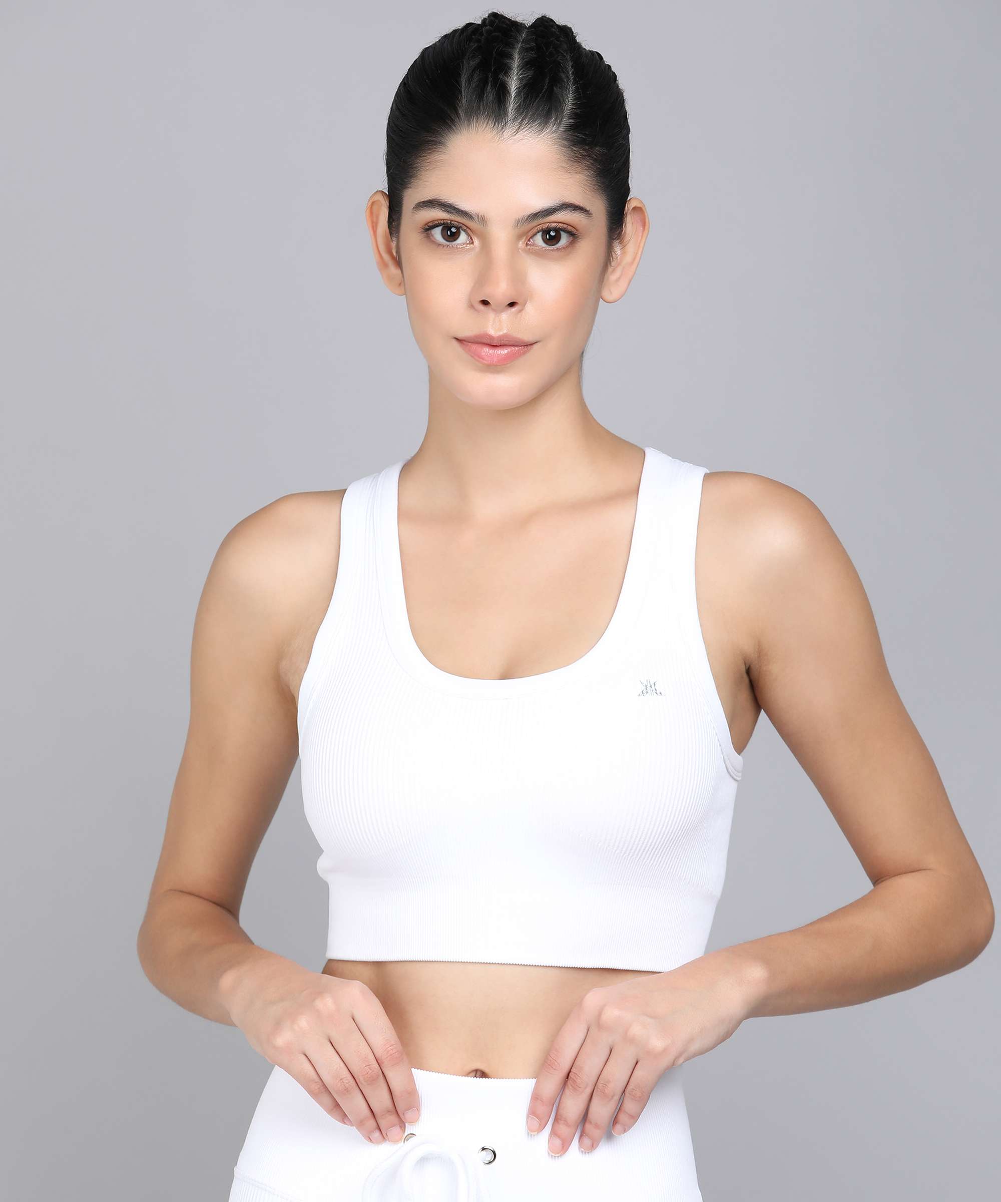 Buy Low Impact Non-Padded Sports Bra in White - Cotton Online