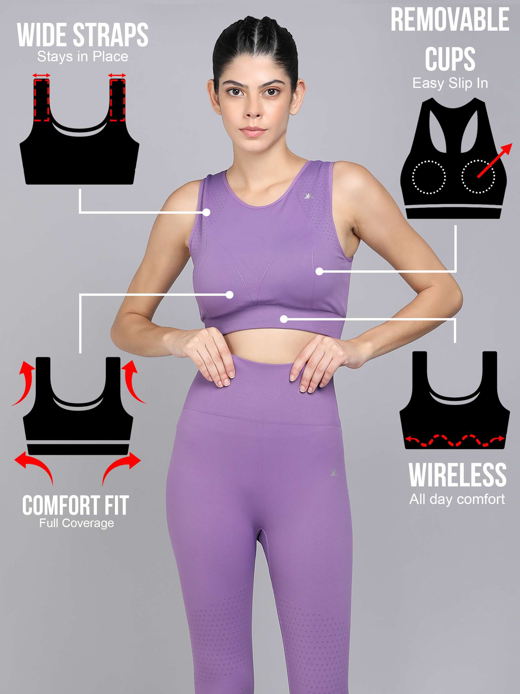 nsendm Female Underwear Adult Custom Sports Bra 2 Pieces Women's Bra  Compression High Support Bra for Women's Every Day Wear Exercise and Bras(Multicolour,  XXL) 