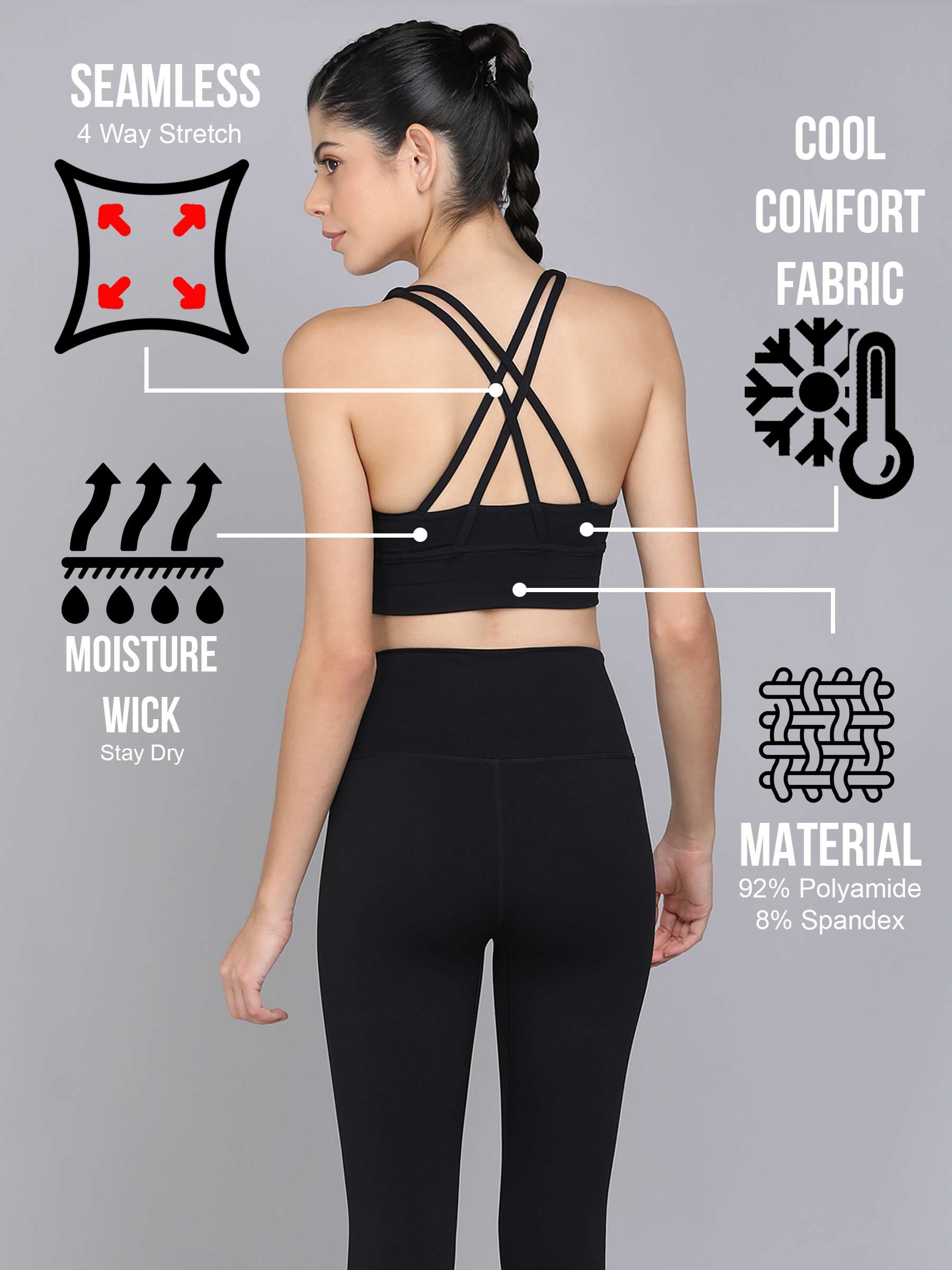 Lululemon Black Strappy Sports Bra Size 6 Yoga Gym Pilates Workout Criss  Cross 